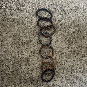 Set of Beaded Bracelets in Black and Brown